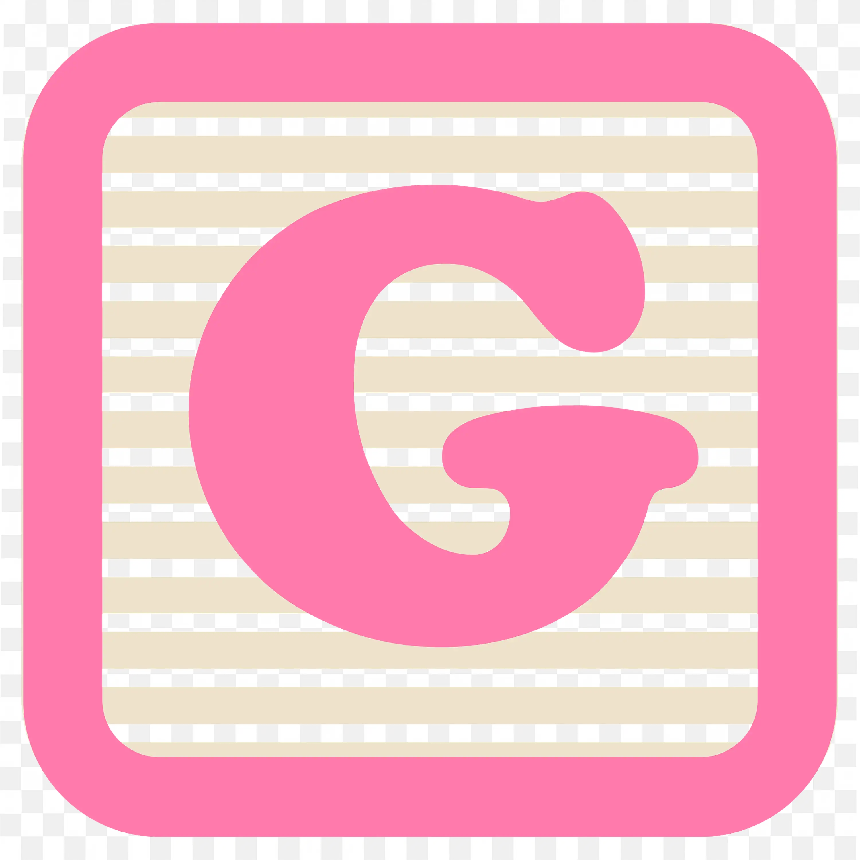 Bright Pink Letter G Block with Black Striped Design PNG