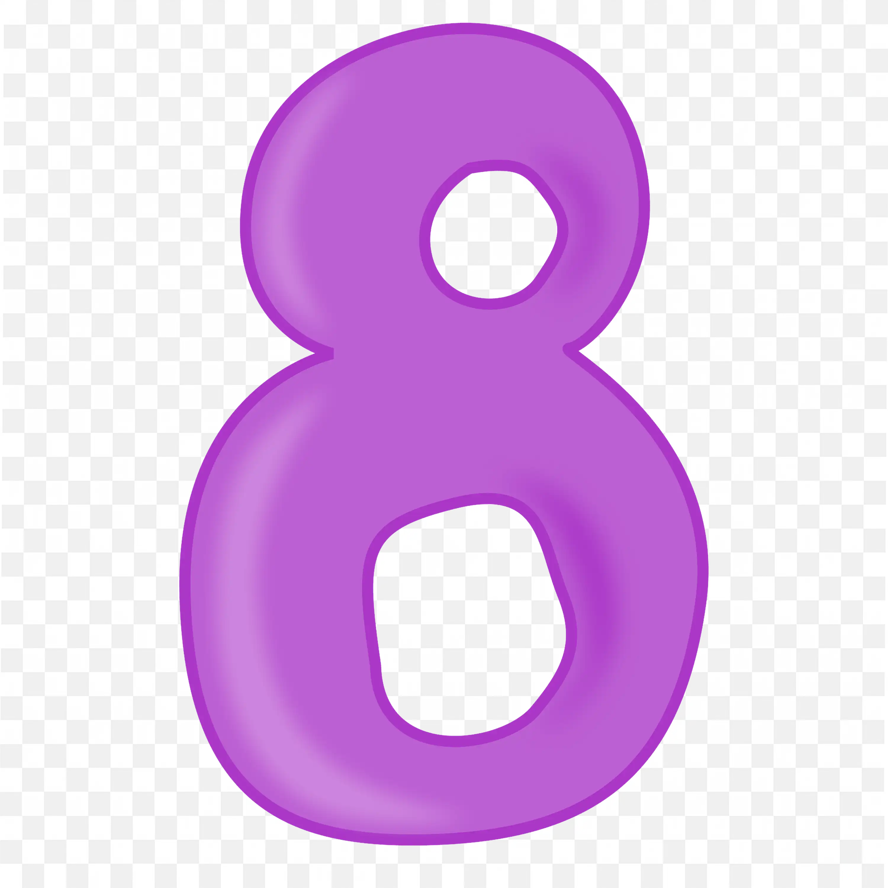 Bright Purple Number Eight with Smooth Rounded Design PNG