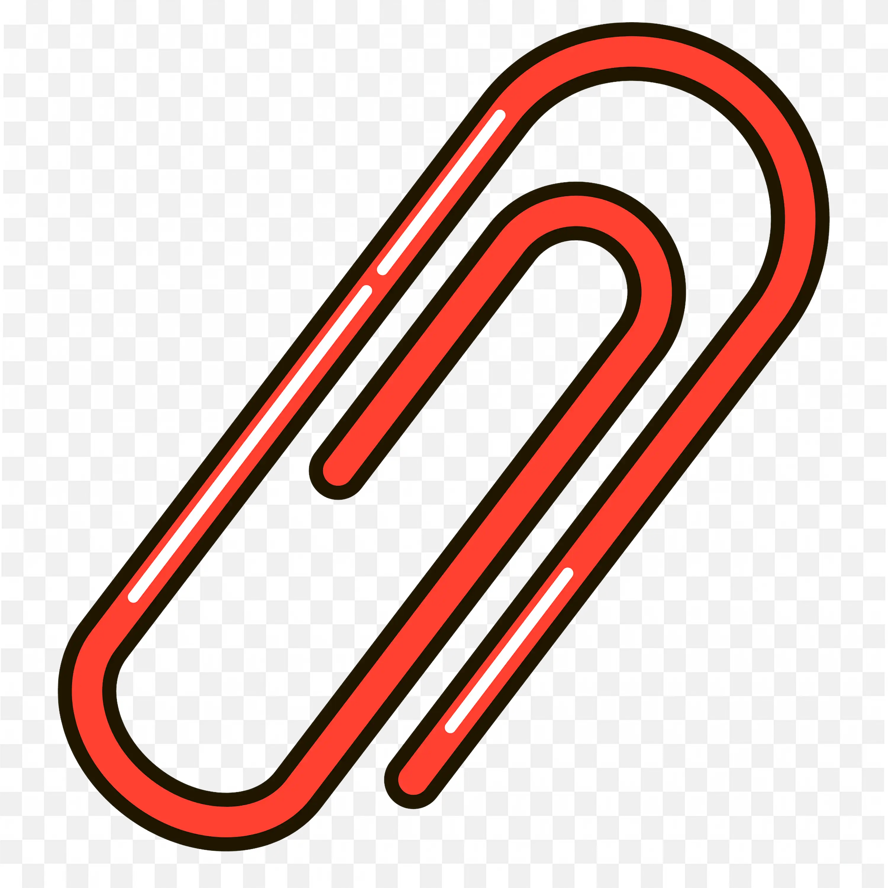Bright Red Colour Paper Clip Located Diagonally PNG Free