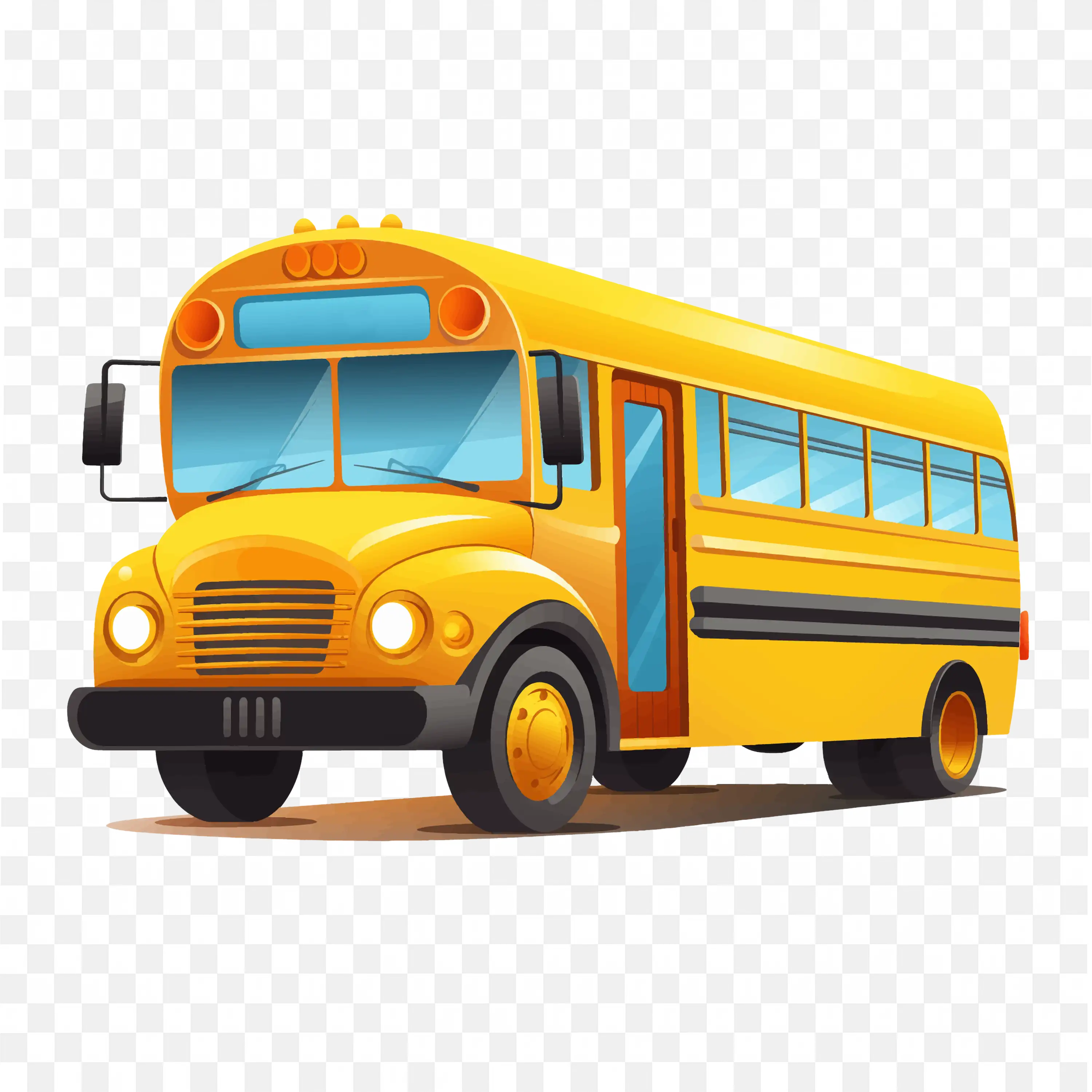 Bright Yellow School Bus for Students Transport PNG Free