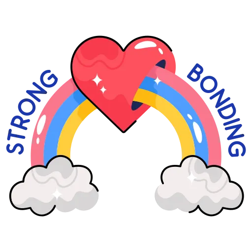 Broken Red Heart Showing Strong and Loving on Clouds