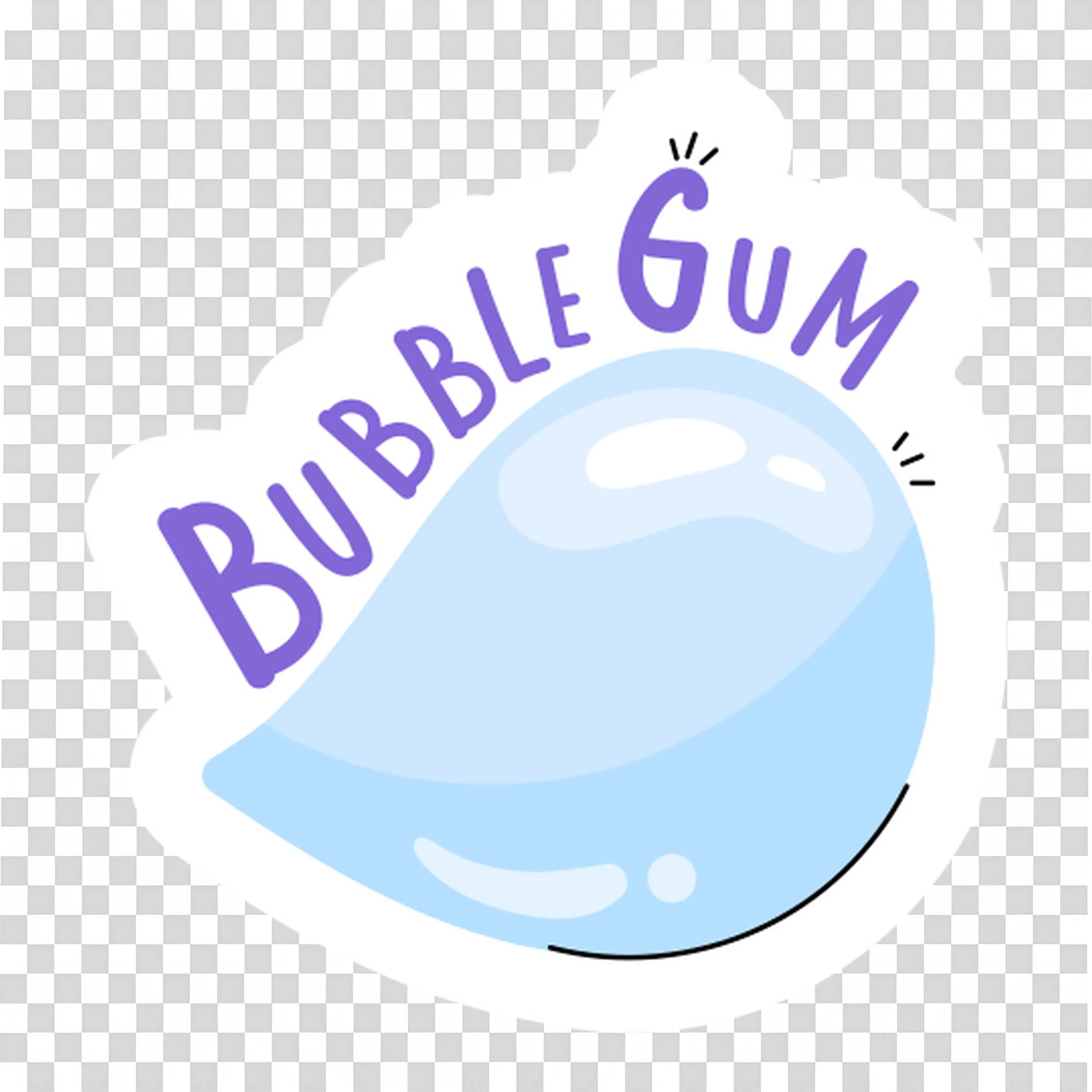 Bubble Gum Sticker with Playful Text and Shiny Surface Png