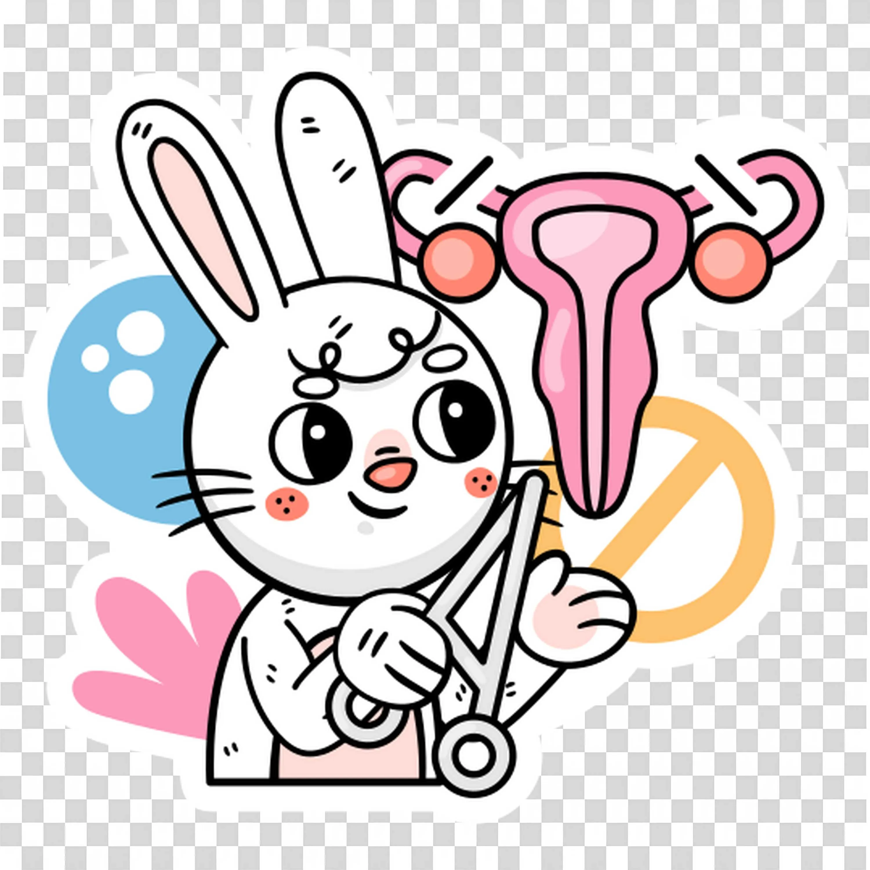 Bunny Holding a Model Of the Female Reproductive System