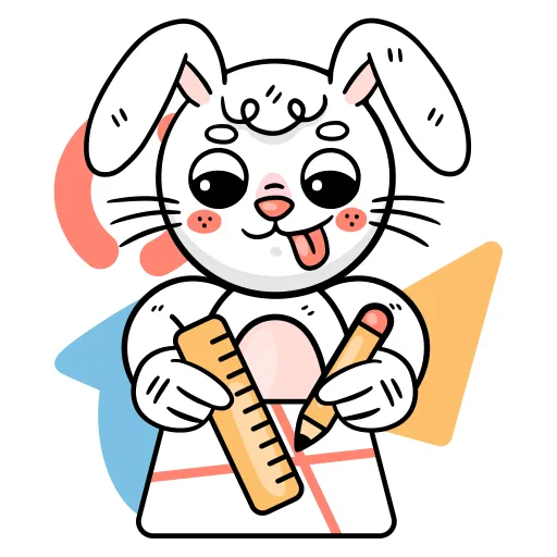 Bunny Holding Pencil Ready for Learning in School Classroom