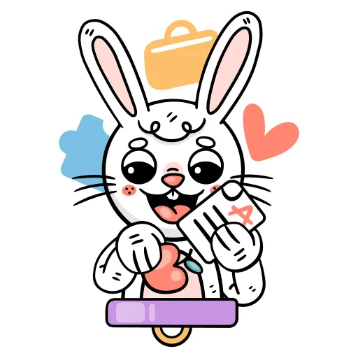 Bunny holding school heart shaped book showing learning