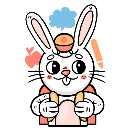 Bunny Holding Star and Book Ready to Join the School Day