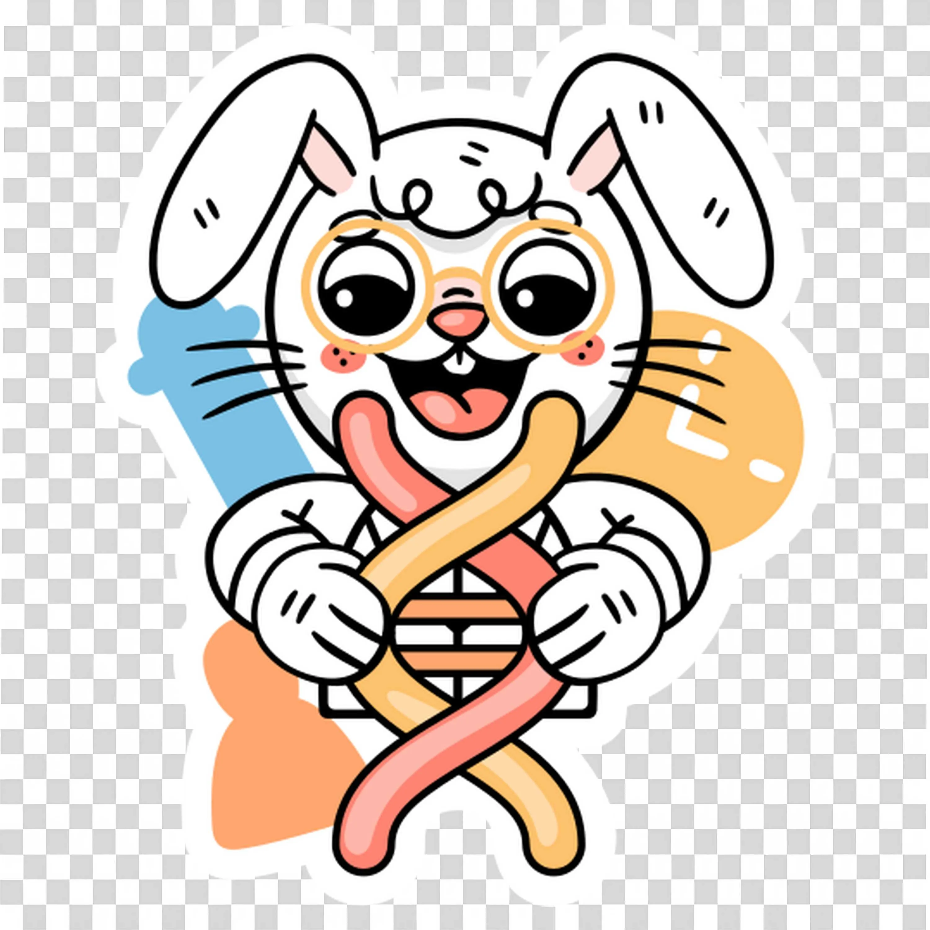 Bunny Scientist Holding Colourful Dna Strand Visual Png
