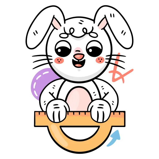 Bunny Sitting Cross Legged Reading Book and Smiling