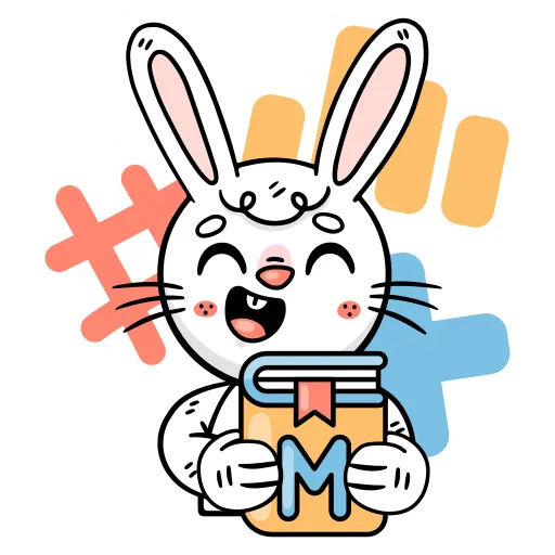 Bunny student holding math symbols for school mathematics