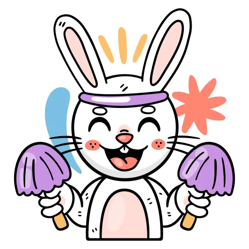 Bunny student reading with excitement and learning