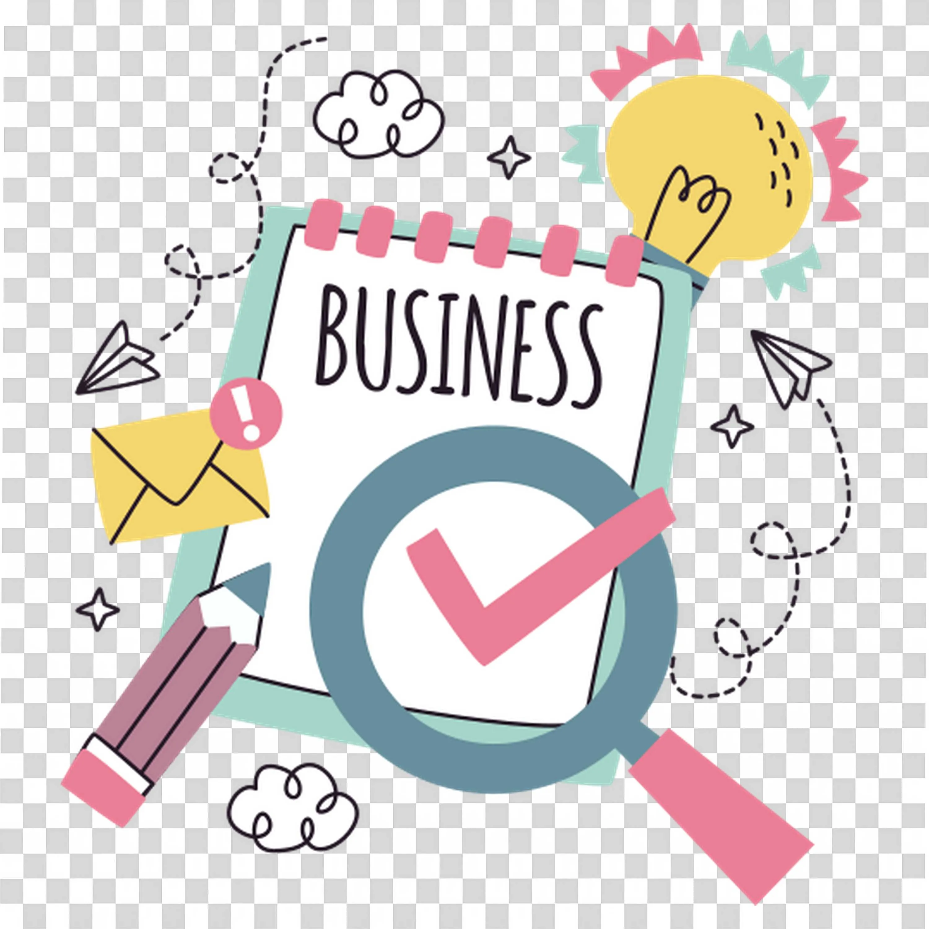 Business Checklist with Pencil and Magnifying Glass Idea