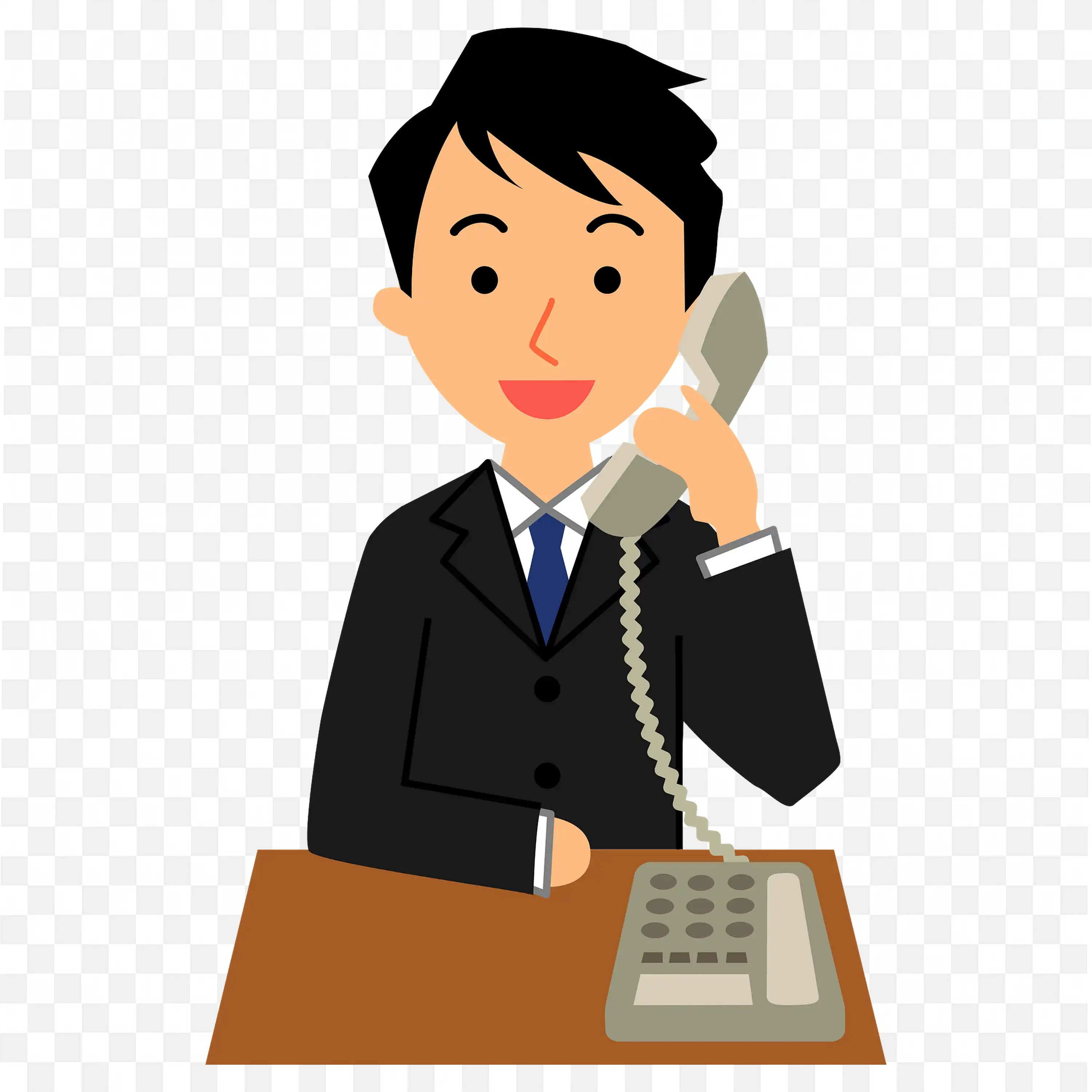 Businessman Talking on the Office Landline Phone Free PNG