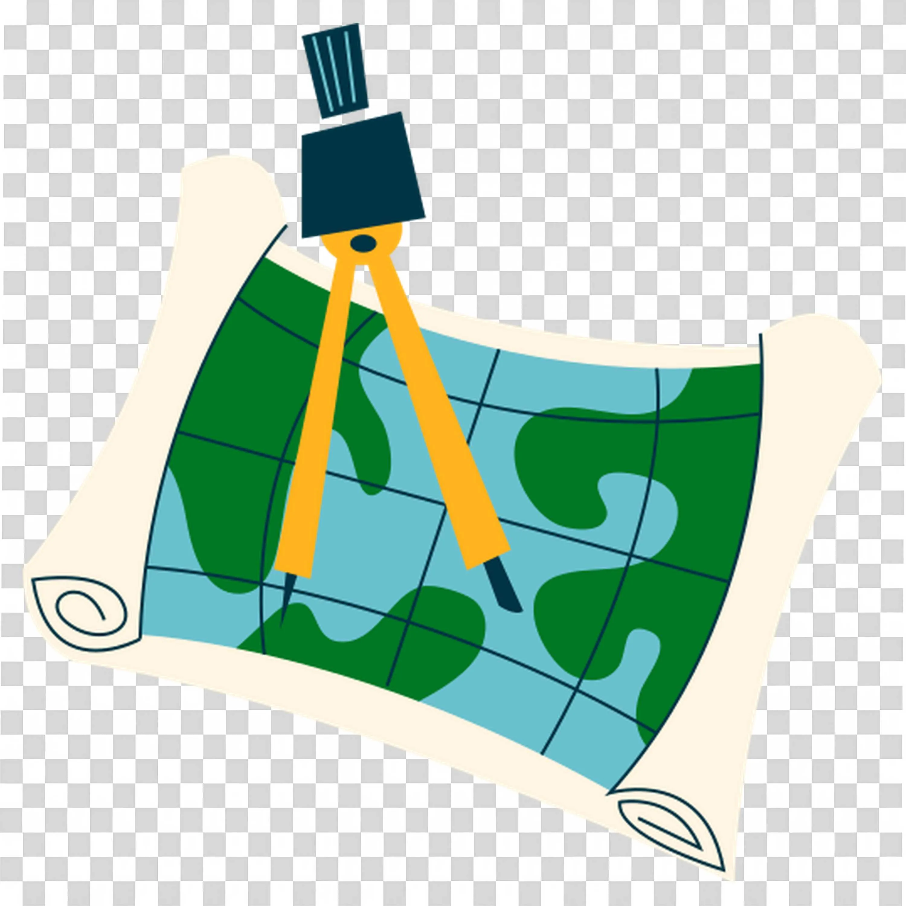 Cartography Map and Compass Tool Illustration Png