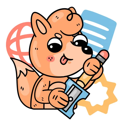 Cartoon Bear Holding Pencil and Ruler with Star Background