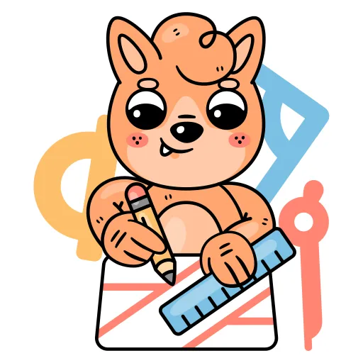 Cartoon Bear Solving Math Problems with Focused Face