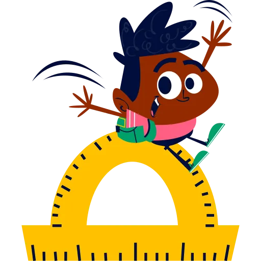 Cartoon Bird Learns Math with Ruler and Protractor