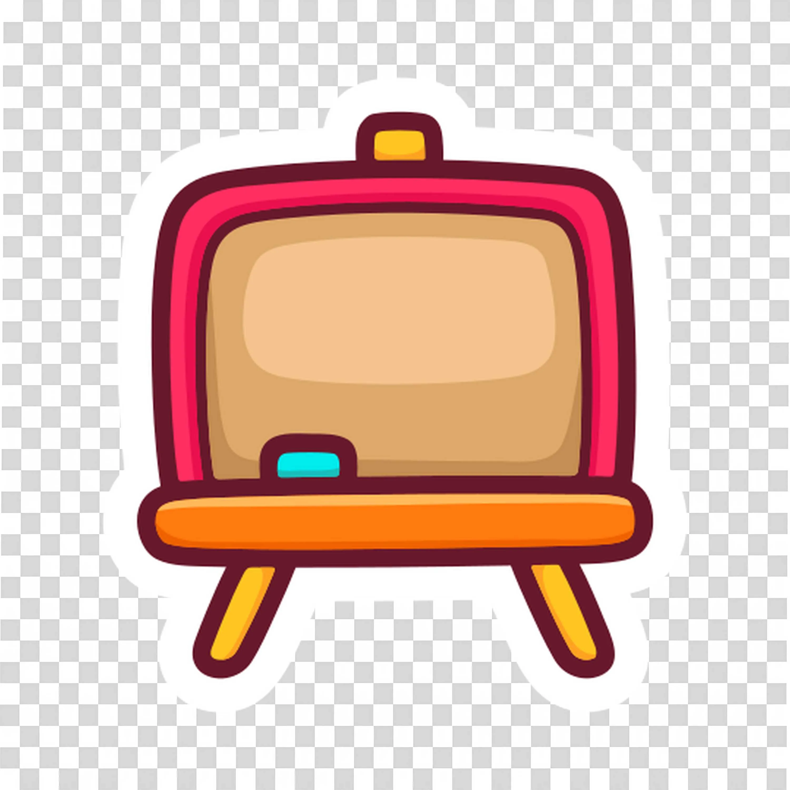 Cartoon Blackboard with a Blue Eraser Against White Png