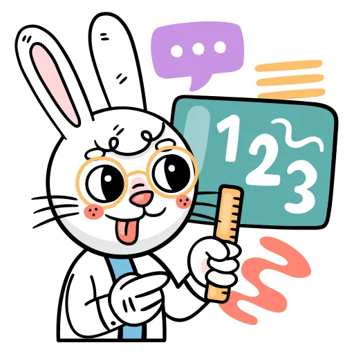 Cartoon Bunny Teacher Explaining Basic Numbers PNG