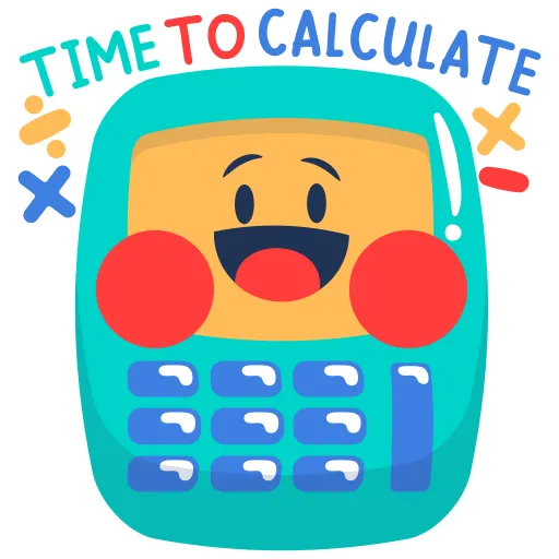 Cartoon Calculator with Face Represents Mathematics