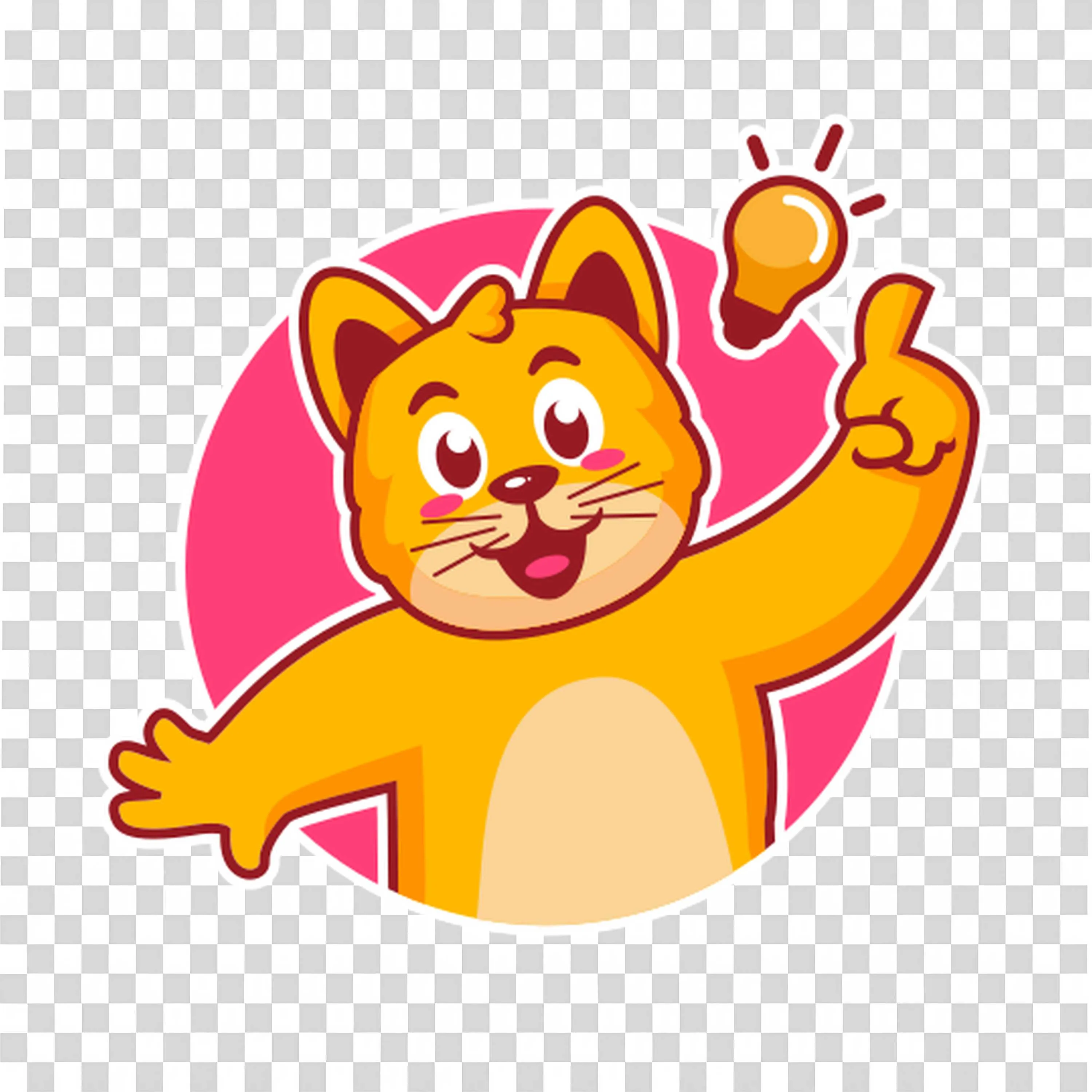 Cartoon Cat with Bright Idea for Creative Inspiration Png
