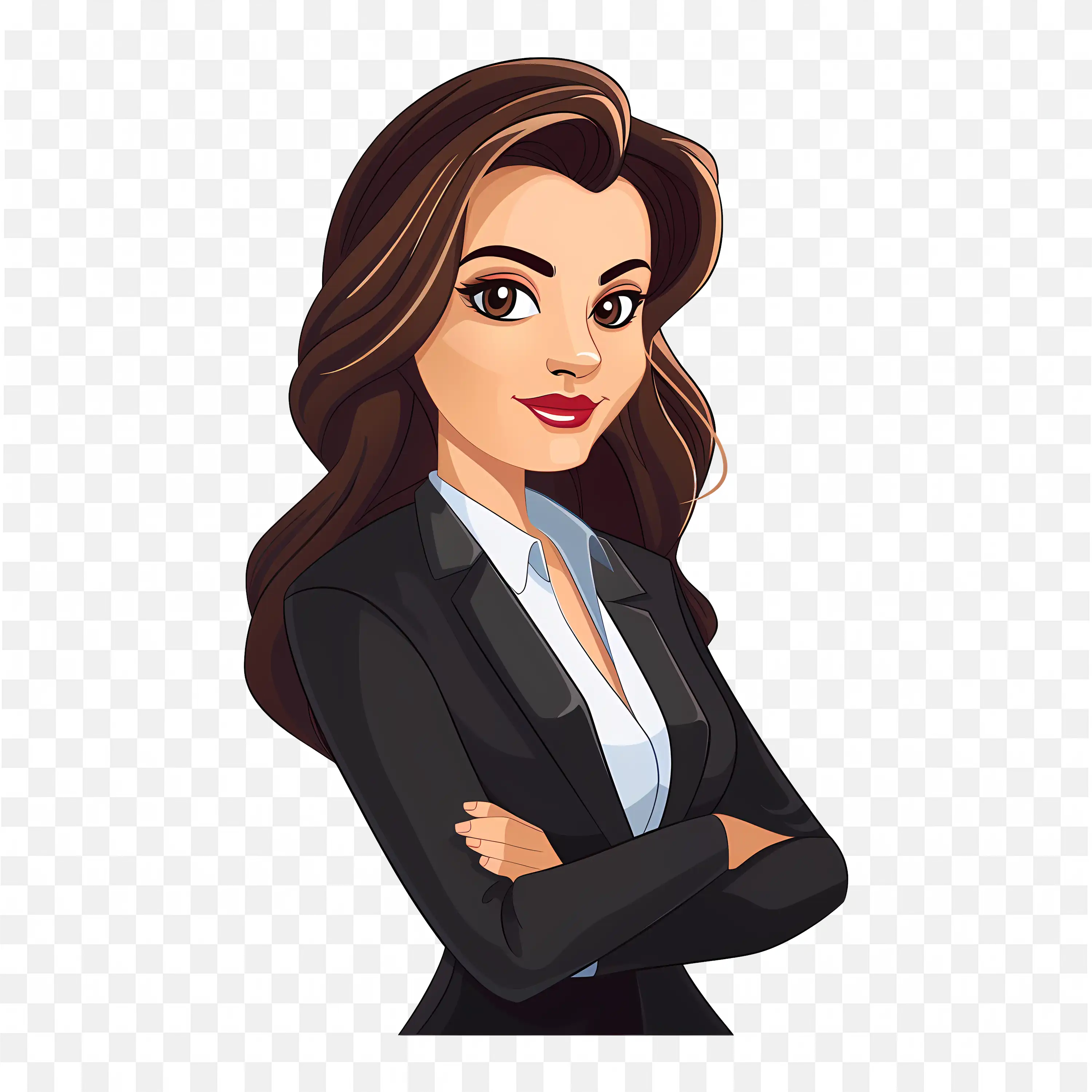 Cartoon Images of a Confident Female Executive Free PNG