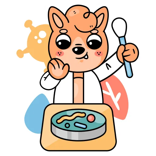 Cartoon Dog Scientist Character Represents Learning