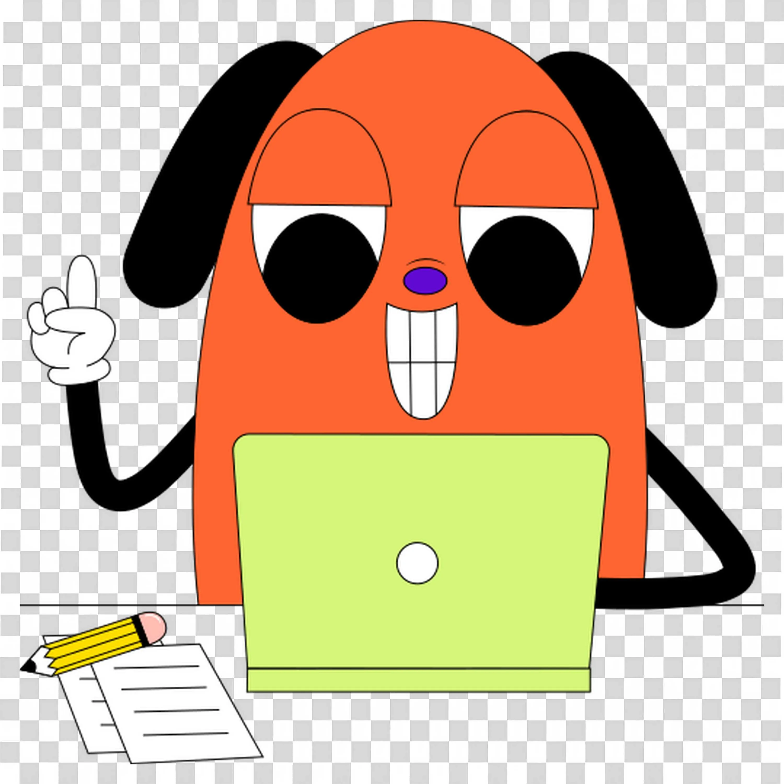 Cartoon Dog Using Laptop Front View Illustration Art Png