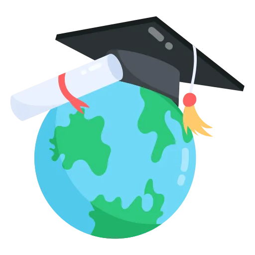 Cartoon Globe with Graduation Cap Represents Success