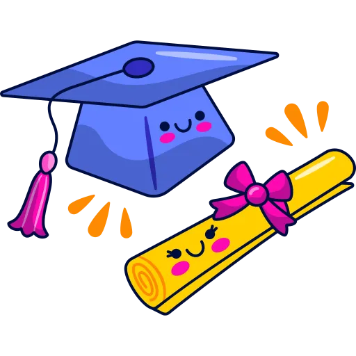 Cartoon Graduation Cap and Scroll Represent Success