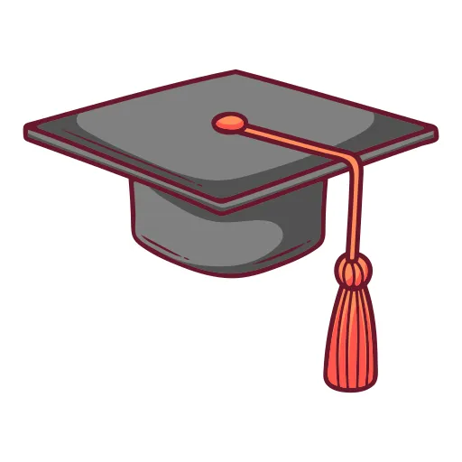 Cartoon Graduation Cap Represents Academic Success