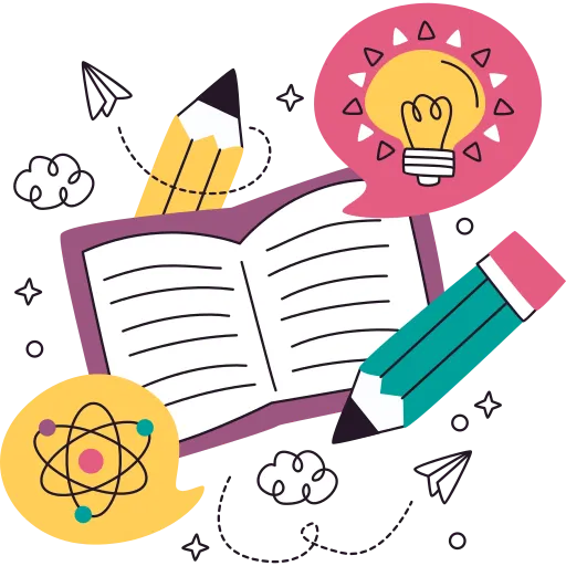 Cartoon Notebook with Tools Represents School Work