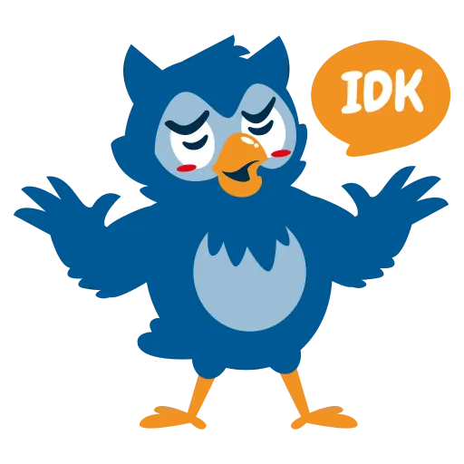 Cartoon Owl Character Saying Idk Represents Study PNG