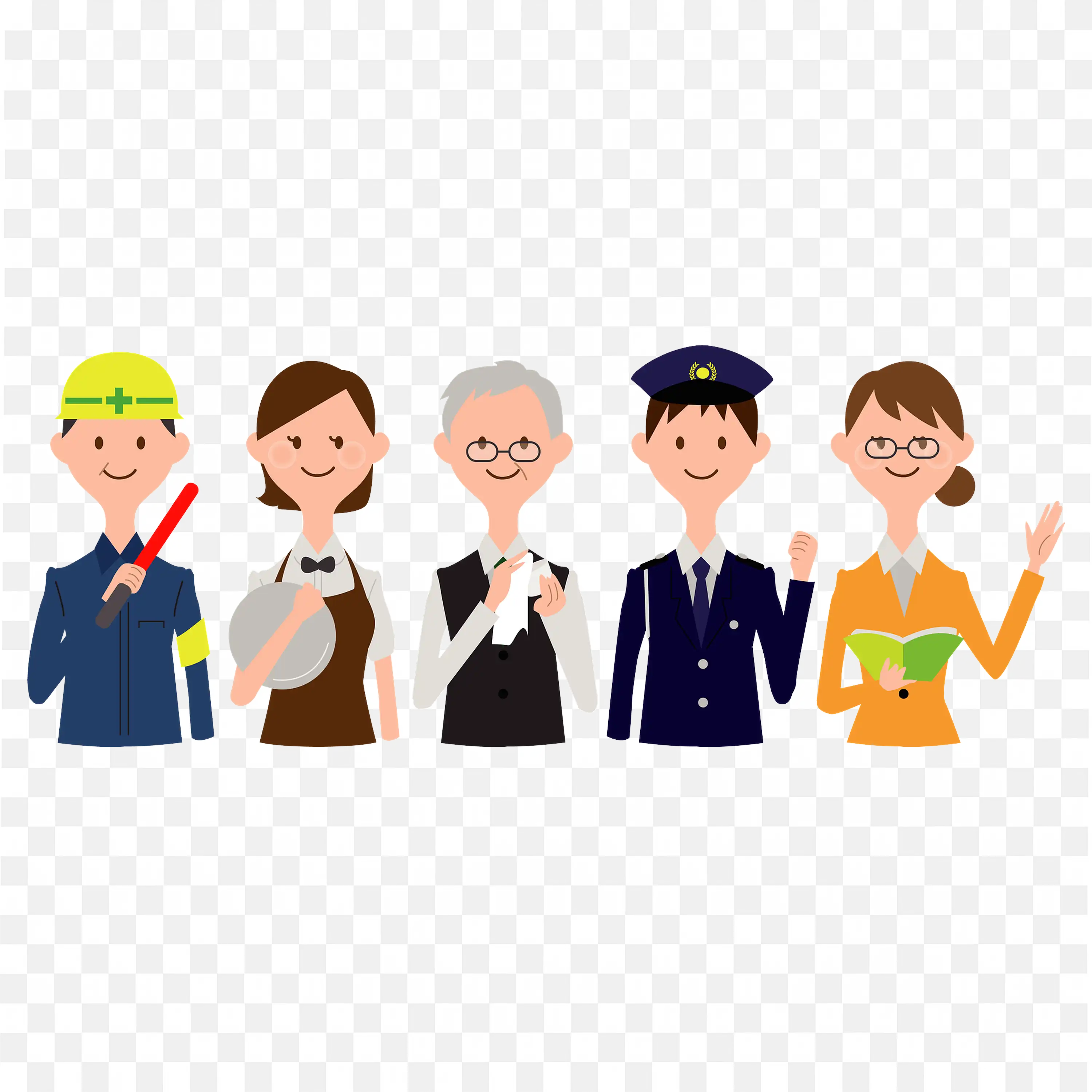 Cartoon People in Different Professional Uniforms Free PNG