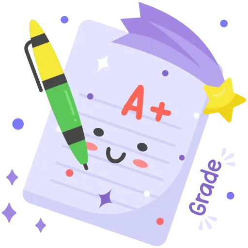 Cartoon Report Card with Grade A Represents Success