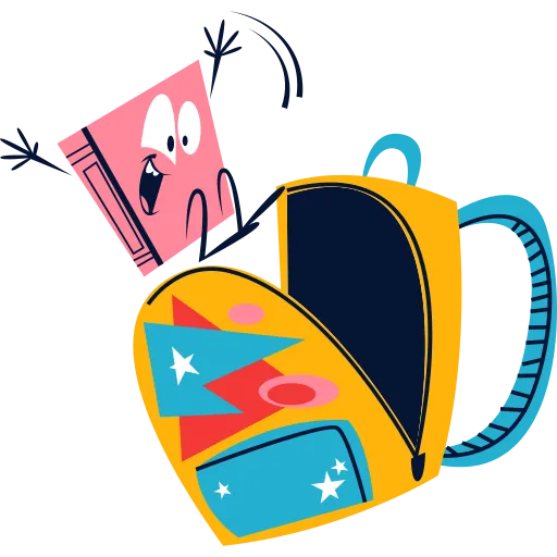 Cartoon School Backpack Represents Student Readiness