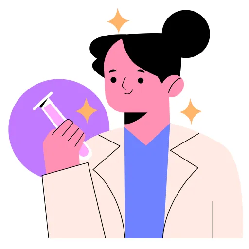 Cartoon Teacher with Flask Represents Science Lesson