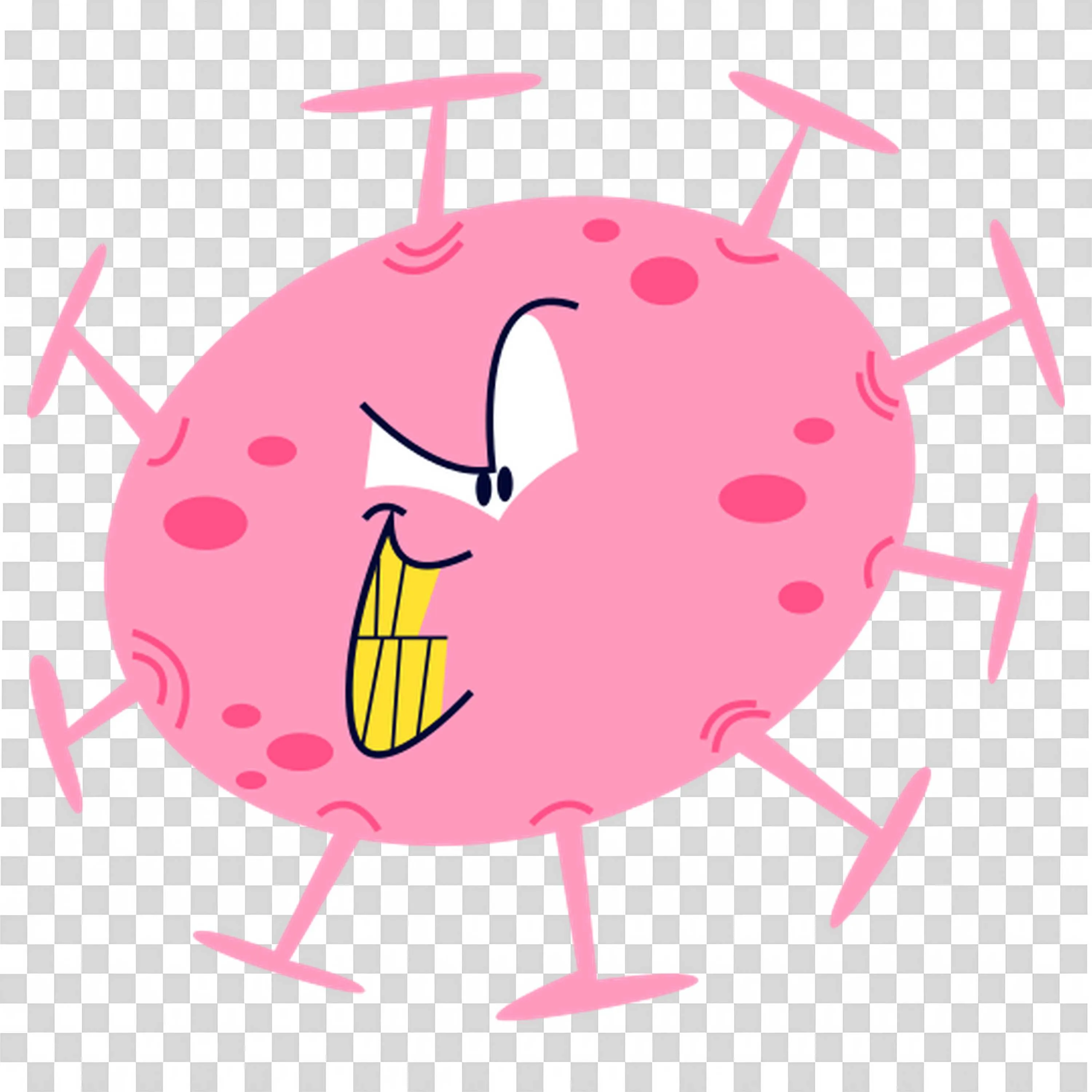 Cartoon Virus Looking Mischievous and Angry Free PNG Image