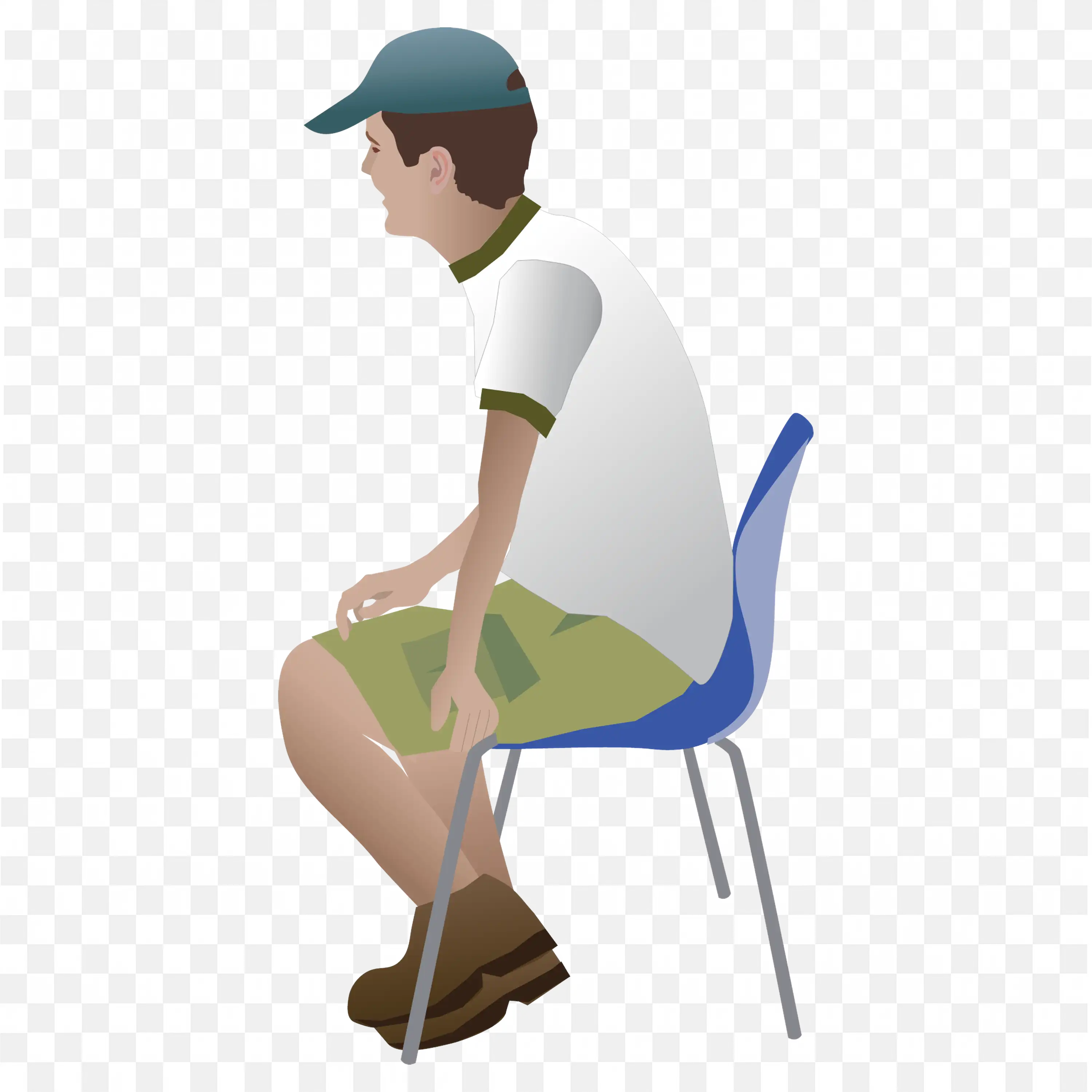 Casual Young Man Sitting on Chair in Side View Free PNG