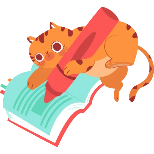 Cat and Fox Reading Together on a Stack of Colorful Books