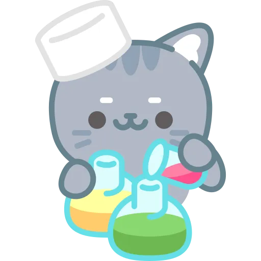Cat doing fun chemistry experiments free PNG download
