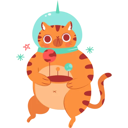 Cat holding a heart with stars around in school PNG