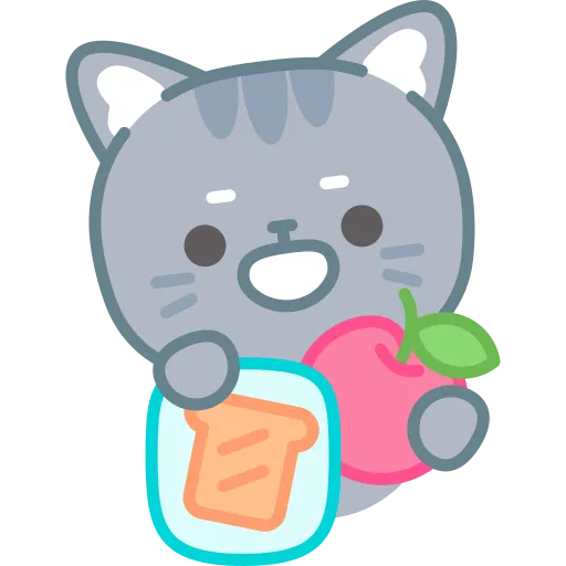 Cat learning science with apple and curiosity PNG image