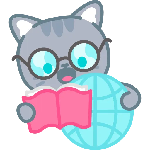 Cat reading a book with glasses showing love for knowledge