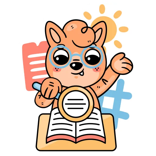 Cat studying with books and focus free PNG download