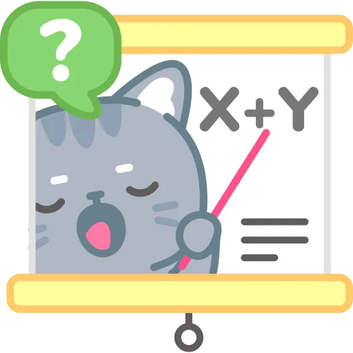 Cat Thinking About Maths Problem in Classroom Blackboard