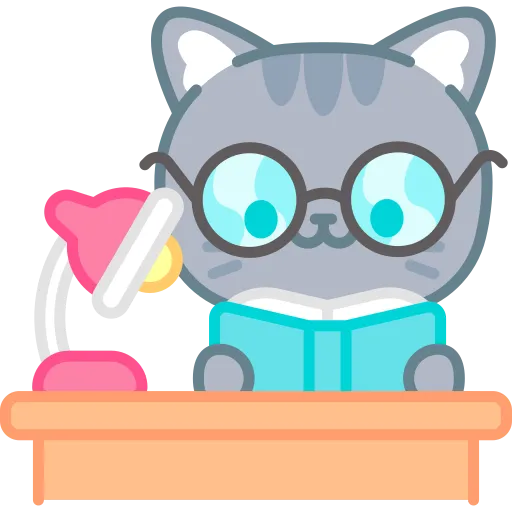 Cat With Glasses Sitting Behind Books for Study and Focus