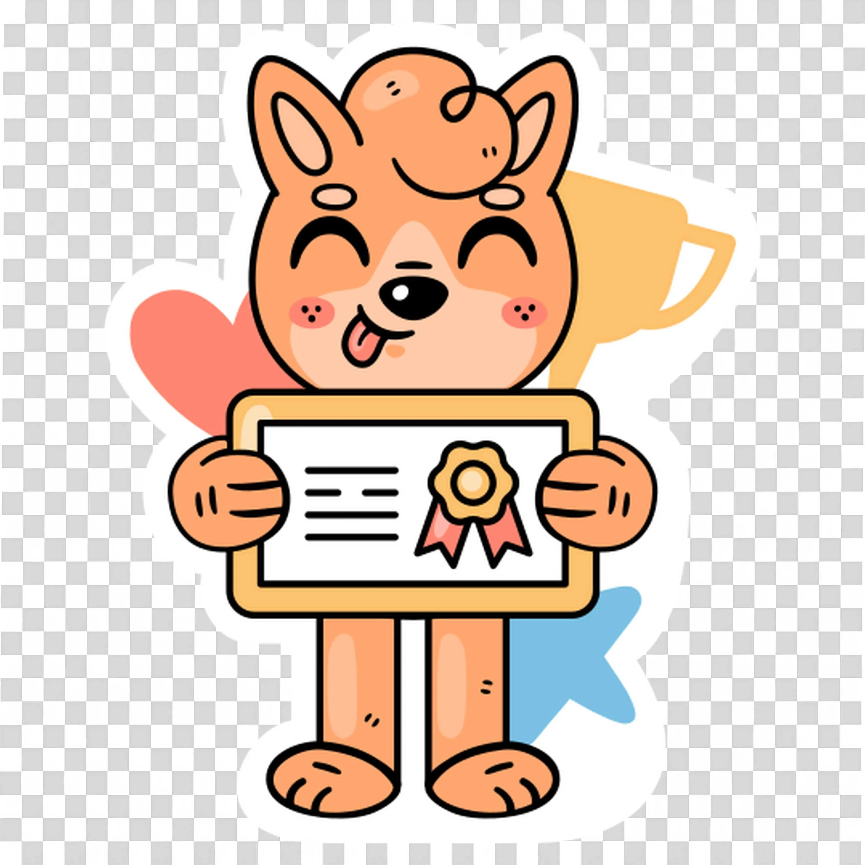 Certificate Awarded to a Happy Cartoon Dog Character Png