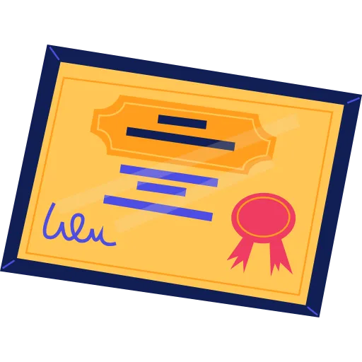 Certificate of achievement showing academic success