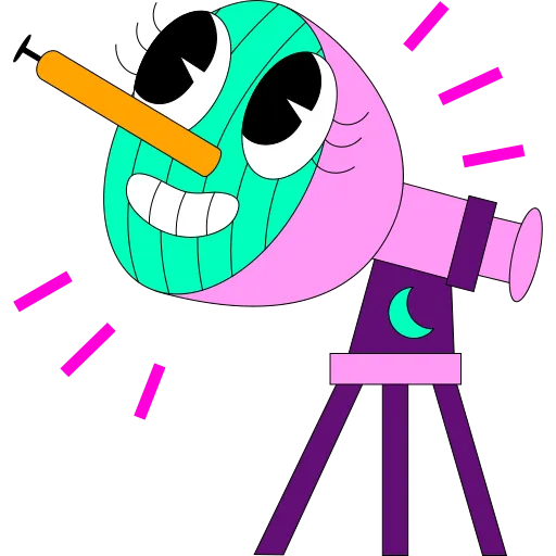 Character Looking Through Telescope for Fun Science Time