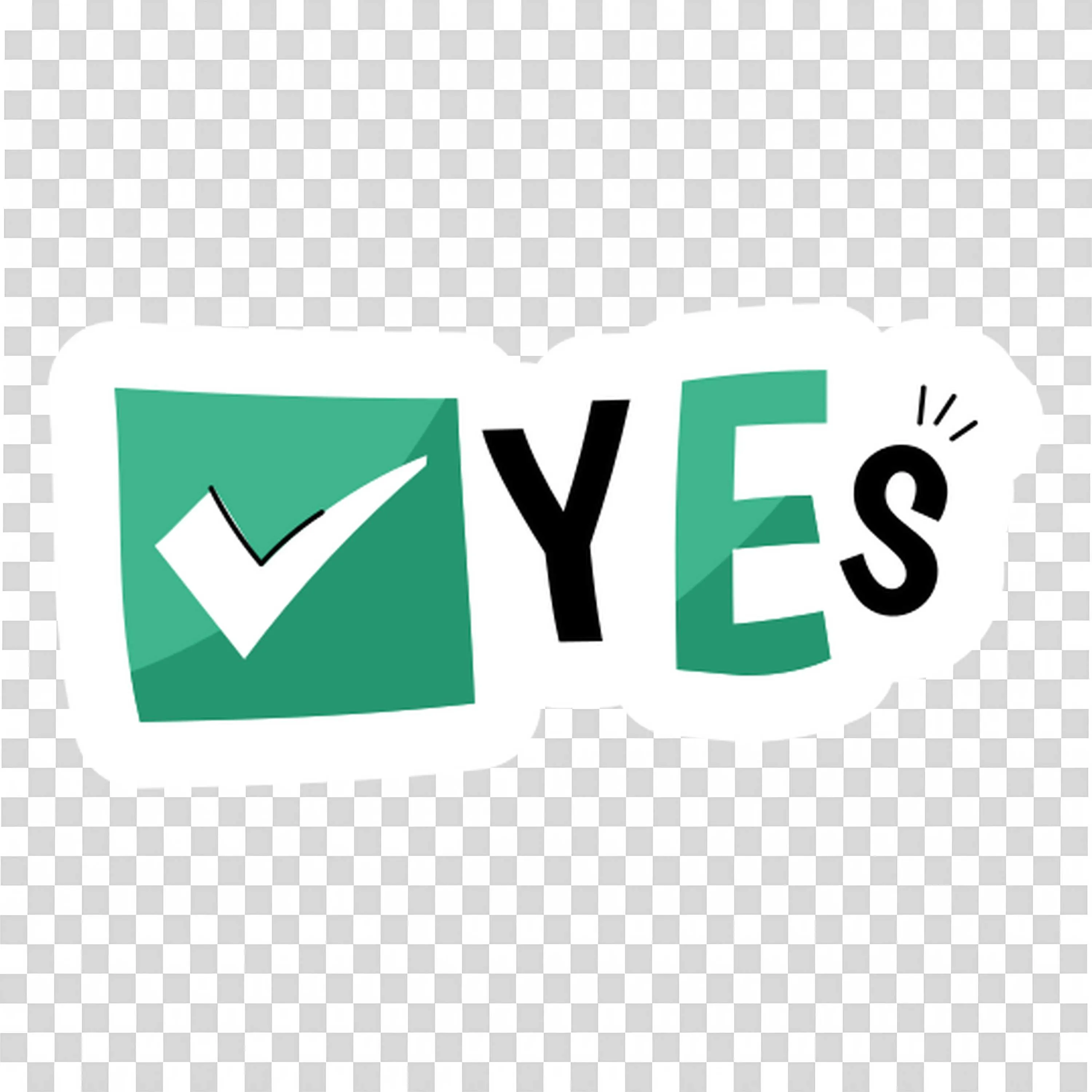 Checkmark with Yes Text in a Creative Playful Style Png